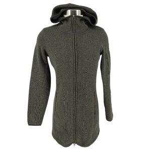 LL Bean Sweater Fleece Jacket Shadow Green Long Sleeve Full Zip Hooded Coat XS